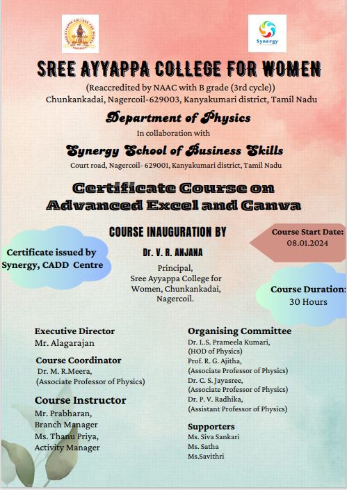 Certification Course on Advanced Excel & Canva
