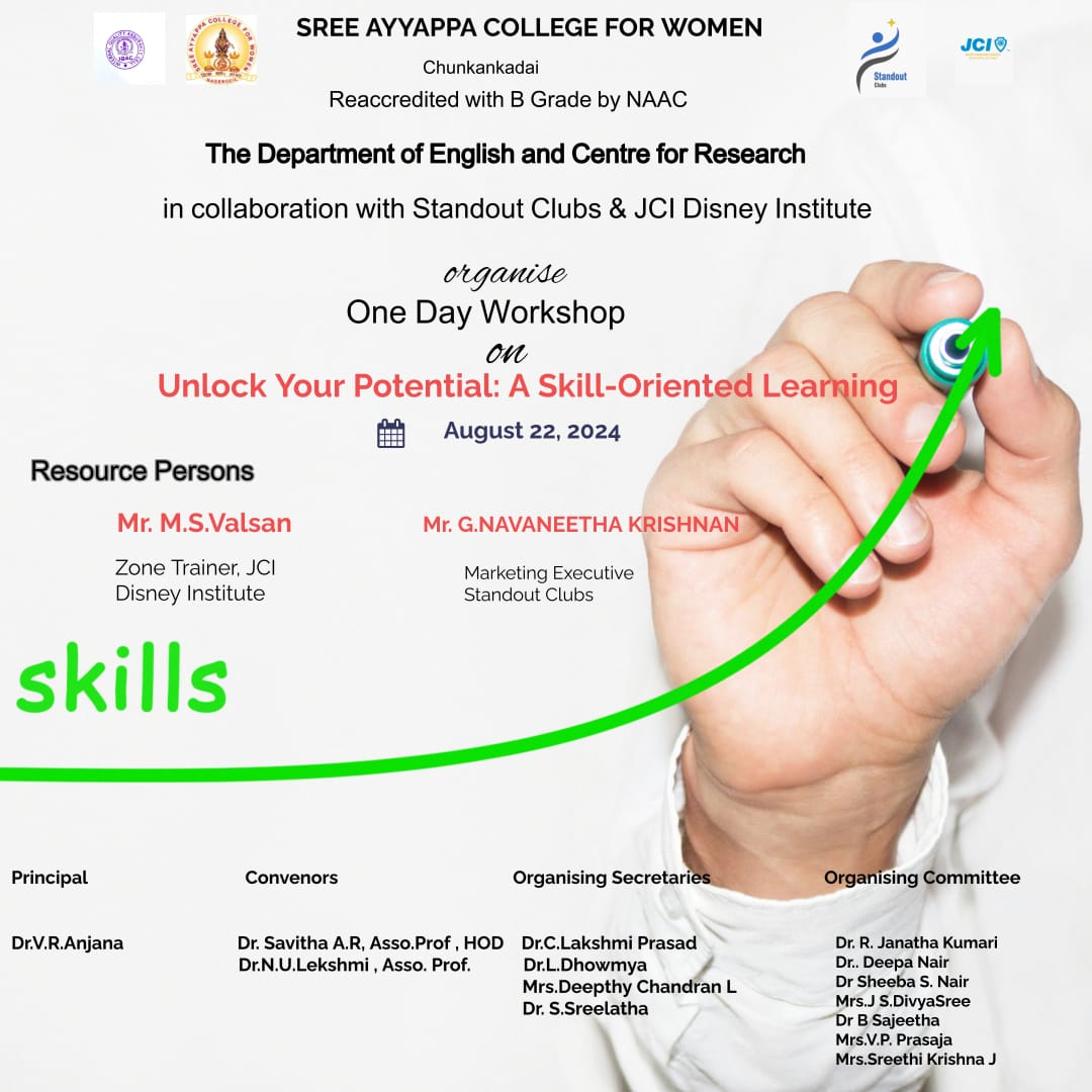 One-day Workshop on “Unlock Your Potential: A Skill-oriented Learning” organised by Dept. of English